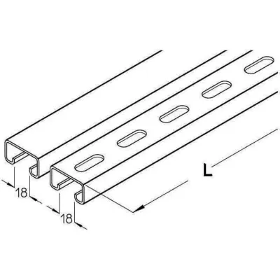 PohlCon Ankerschiene 3m A8-30F | 3000 mm Länge | C-Profil | Stahl feuerverzinkt | 40x22x2 mm | Ohne Lochung