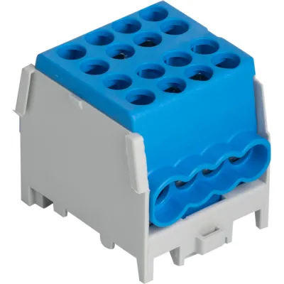 Pollmann Hauptleitungsabzweigklemme HLAK 25-1/6 M2 | 1-polig | DIN-Schiene | 130A | 1,5-25mm² | schrauben | blau