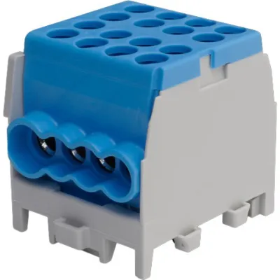 Pollmann Hauptleitungsabzweigklemme HLAK 25-1/6 M2 | 1-polig | DIN-Schiene | 130A | 1,5-25mm² | schrauben | blau