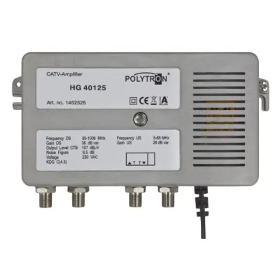Polytron Hausanschlussverstärker HG 40125 | 1 GHz | 40 dB | Rückkanaltauglich | KDG-zertifiziert | F-Anschlüsse