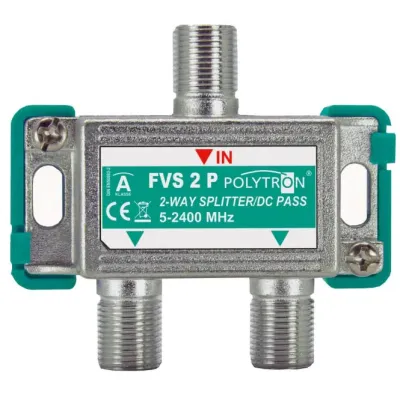 Polytron F-Verteiler 2-fach FVS 2 | 3061500 | SAT & Kabel | 5-2400 MHz | DC-Durchgang | 100 dB Schirmung