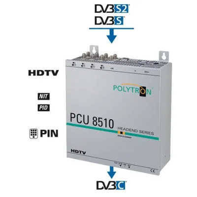 Polytron Kompakt-Kopfstelle PCU8510 / 5552215 | 8x DVB-S/S2 zu DVB-C | LAN | LCN | Remapping | Made in Germany