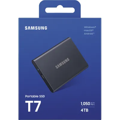 Samsung Portable SSD T7 4TB | Externe SSD USB 3.2 Gen 2 Typ-C | bis 1050 MB/s | PC/Mac | Titan Gray