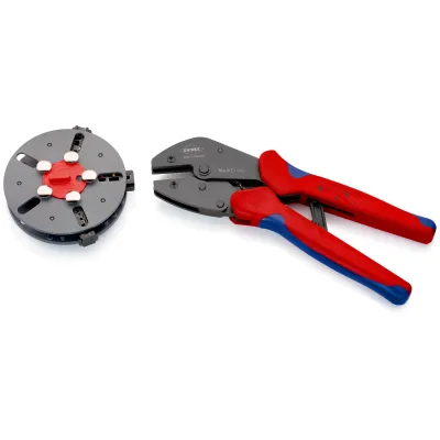 KNIPEX Crimpzange MultiCrimp 97 33 01 | Set mit 3 Einsätzen | 250 mm | für Aderendhülsen & Kabelschuhe
