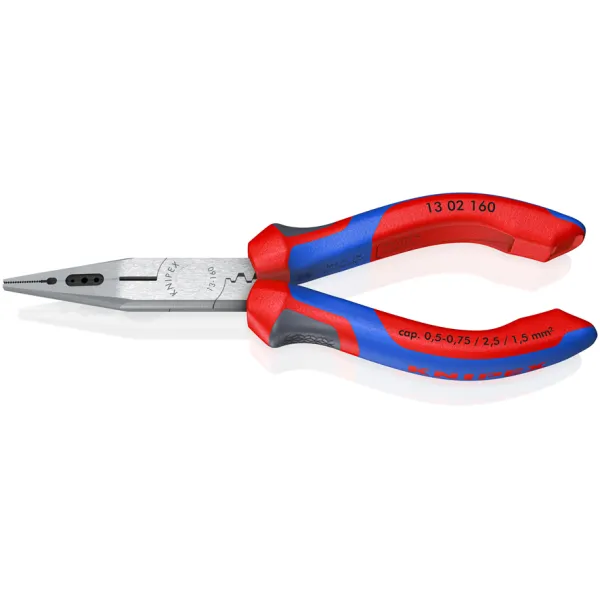 KNIPEX Verdrahtungszange 13 02 160 | Multifunktionszange | 160 mm | Abisolieren | Crimpen | Schneiden