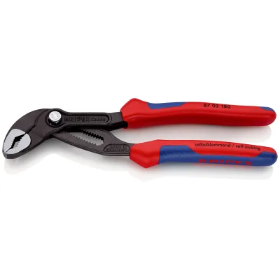 KNIPEX Wasserpumpenzange Cobra 87 02 180 | 180 mm | Feinverstellung | gehärtete Greifflächen | bis 36 mm | Rot/Blau