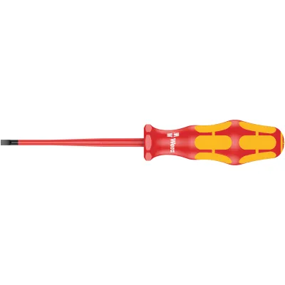 Wera VDE Schlitz-Schraubendreher 160 iS 0,8x4,0x100 mm | isoliert 1000V | Slim Klinge | ergonomisch | Gelb