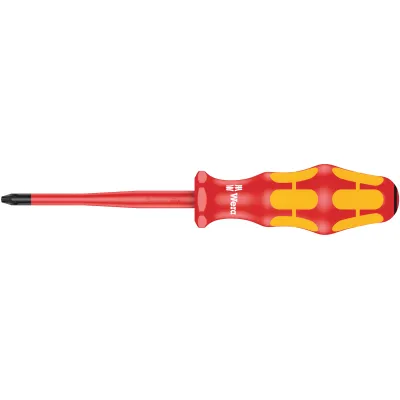 Wera VDE Kreuzschlitz-Schraubendreher PZ2 | 1000V isoliert | Slim Line | 100 mm Klinge | Rot