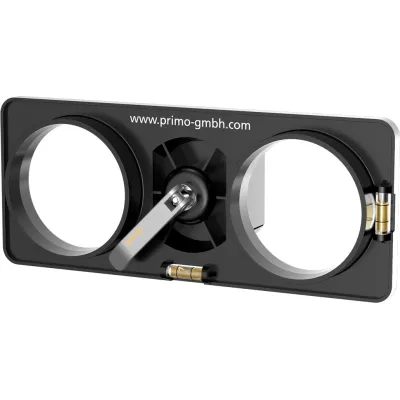 Primo Bohrschablone P102-74 | Hohlwanddosen 74 mm | 71 mm Lochabstand | Kunststoff | Schnellspannfunktion | Wasserwaage