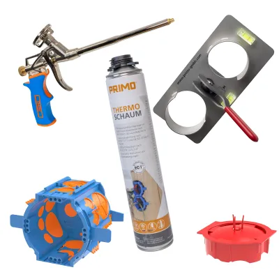 Primo Thermodosen-Set THDS-70-S4 P726S4 | Unterputzdosen 100 Stück | luftdicht | Kunststoff | IP2X | Blau