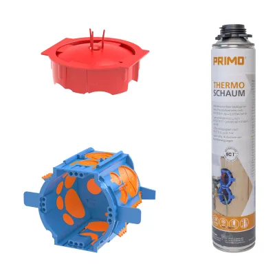 Primo Thermodosen-Set THDS-70-S1 P726S | Unterputz Gerätedose 100x 60mm x 68mm | Thermoschaum | Universaldeckel | Blau