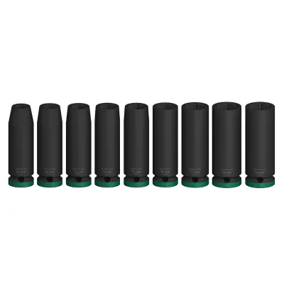 Bosch PRO Impact Steckschlüsseleinsatz-Set 2608003039 | 1/2 Zoll | 9-teilig | tief | Chrom-Molybdän-Stahl | schwarz