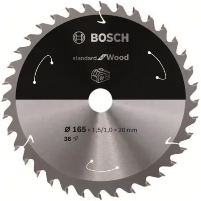 Bosch Kreissägeblatt 165 mm | 20 mm Bohrung | 36 Zähne | Carbide | für Akku-Handkreissäge | Holz