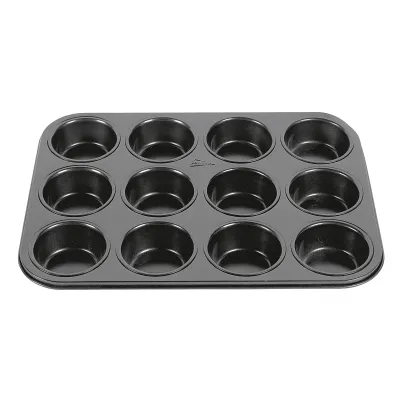 my basics Muffinbackblech Profi 15891 | Muffinform 12er | Antihaftbeschichtet Metall | Ø 7 cm | anthrazit