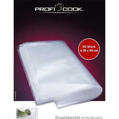 ProfiCook Vakuumierbeutel VK 1015 | 50 Stück | 28x40cm | kochfest | reißfest | Sous-Vide geeignet | transparent