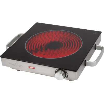 ProfiCook Infrarot Einzelkochplatte PC-EKP 1210 | Glaskeramik | 2000W | Temperaturregelung | Edelstahl-Griffe
