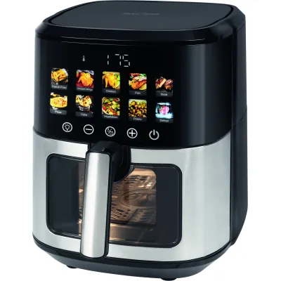 ProfiCook Heißluftfritteuse PC-FR 1286 H | Airfryer 6,5L | 1700W | 9 Programme | Sensor Touch | Edelstahl | Sichtfenster