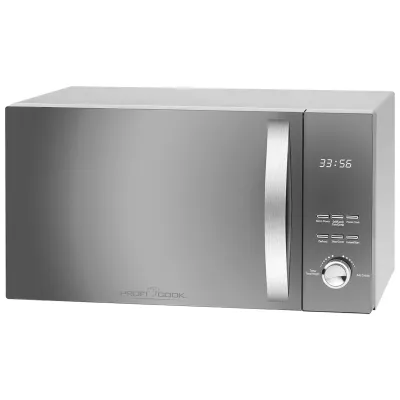 ProfiCook Mikrowelle PC-MWG 1176 H | 3in1 Mikrowelle mit Grill & Heißluft | 23 L | 2300 W | Edelstahl | Silber