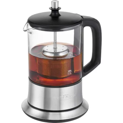 ProfiCook Tee- & Wasserkocher PC-TK 1165 | 0,5L Glas | Temperaturwahl | Warmhaltefunktion | Edelstahl/Schwarz