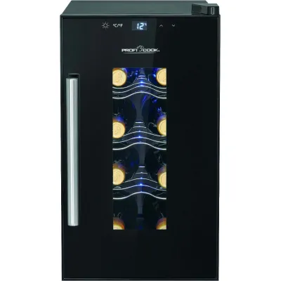 BOMANN Weinkühlschrank PC-WK 1232 | 23 Liter | 8 Flaschen | Glastür | LED-Beleuchtung | leise 26 dB | schwarz