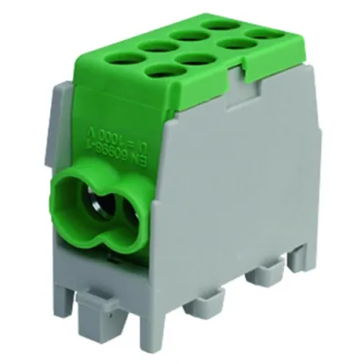 PROTEC.CLASS Hauptleitungs-Abzweigklemme PHLAK2522GN | 1-polig | 25/16mm² | DIN-Schiene | 130A | berührungssicher | grün