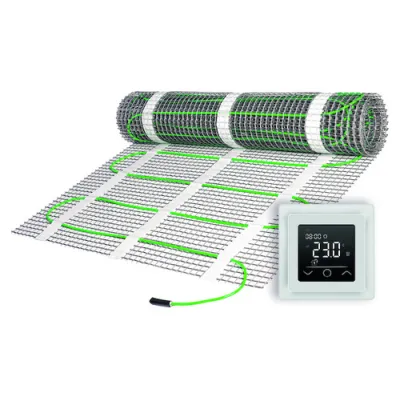 PROTEC.CLASS Heizmattenset PHMR4,0 | Dünnbettheizmatte 4m² | 640W | programmierbarer Regler | selbstklebend | grün