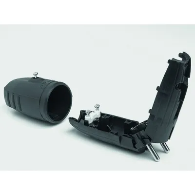 PROTEC.CLASS Gummistecker PGSS44 05100175 | Schutzkontaktstecker IP44 16A 250V | Schraubklemme | Thermoplast | Schwarz