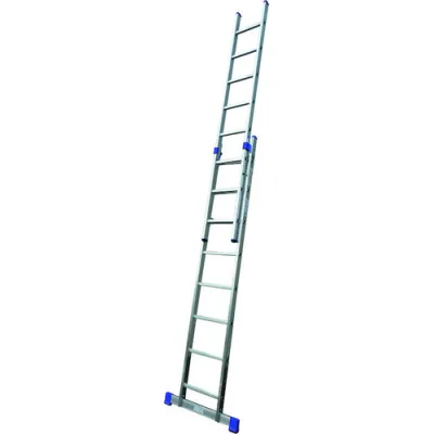 PROTEC.CLASS Alu-Schiebeleiter PAST28 2x8 Traversen | beidseitig nutzbar | rutschfest | Länge 3,83 m | Aluminium