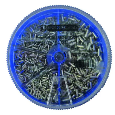 PROTEC.CLASS Streudose PAEHSD3 192329 | Aderendhülsen Sortiment 0,5-2,5mm² | Kupfer verzinnt | DIN 46228 | unisoliert
