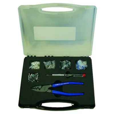 PROTEC.CLASS Aderendhülsensortiment 450-teilig | Presszange | 0,5–4,0 mm² | Spannungsprüfer | Kunststoff