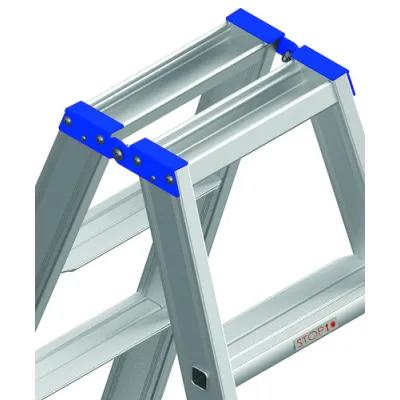 PROTEC.CLASS Stufenstehleiter PASSLG26 Alu 2x6 | Rutschhemmung R12 | Werkzeugablage | Fingerklemmschutz | 80mm Stufen