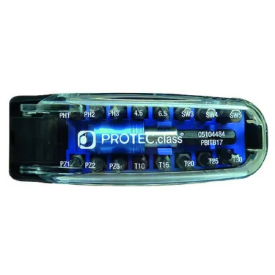 PROTEC Bit-Box PBITB17 17-tlg. | Schrauber-Bit-Set | Kreuz-, Schlitz-, TORX-, Innensechskant | magnetisch