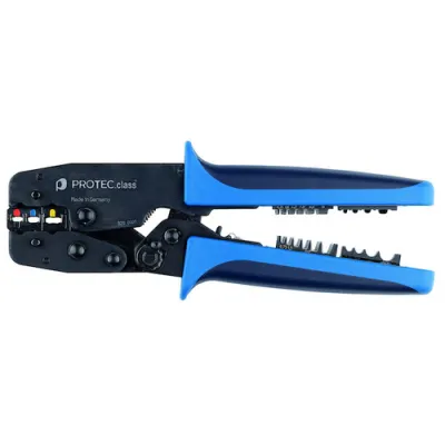 Protec.class Crimpzange PCSYS31 3in1 | wechselbare Einsätze | 1–10 mm² | Sperrvorrichtung | Softgriff | Spezialstahl