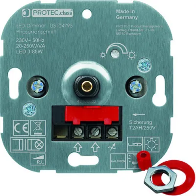 PROTEC.class Dimmer PD 20250 | Phasenanschnittdimmer 20-250W | LED geeignet 3-85W | geräuschlos | 230V | Metall