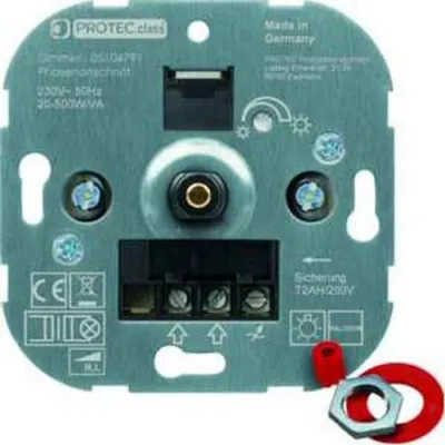 Protec.class Dimmer PD 20500 | Phasenanschnitt 20-500W | Druck-Wechsel-Schalter | Metall | kompatibel Gira Jung Berker