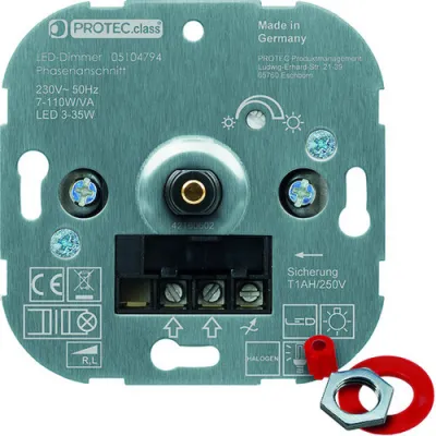 PROTEC.CLASS Dimmer PD 7110 | Phasenanschnitt | 7-110W | LED 3-35W | flackerfrei | kompatibel Gira, Busch-Jaeger, Jung