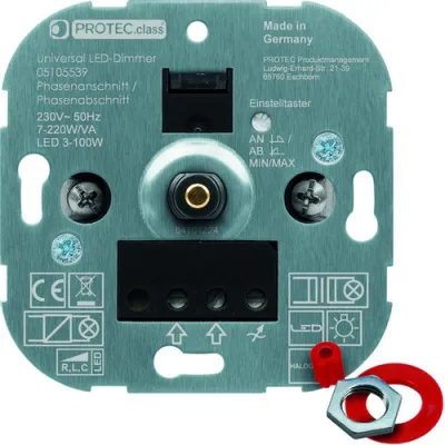PROTEC.CLASS LED-Universaldimmer PD 7220 | Unterputz Dimmer | 3-100W LED | Phasenanschnitt/-abschnitt | Geräuschlos