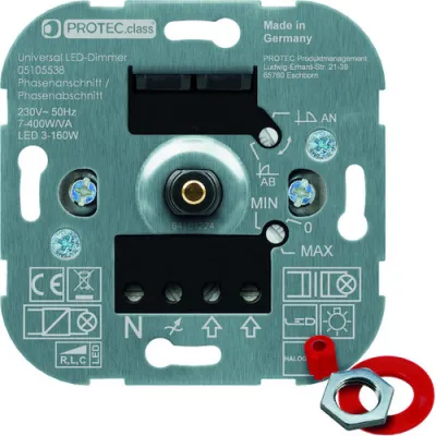 PROTEC.CLASS LED-Universaldimmer PD 7400 | Unterputz Dimmer 3-160W | geräuschlos | Phasenan-/abschnitt | überlastschutz