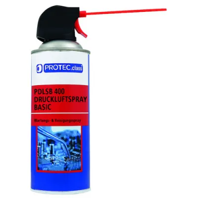 PROTEC.CLASS Druckluft-Spray PDLSB 400 | 400ml | Reinigungsspray für Computer & Bürogeräte | mit Verlängerungsröhrchen