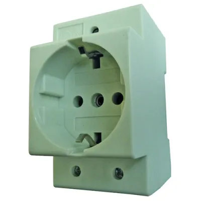 PROTEC.CLASS DIN-Einbausteckdose PDSD 053566 | 16A Steckdose Hutschiene | Verteilereinbau | 250V | 44mm | grau RAL7035