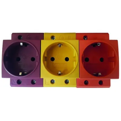 PROTEC.CLASS Steckdose DIN-Schiene PDSDR 16A | Hutschienenmontage | 250V | 2,5TE | Kunststoff | Schutzkontakt | rot