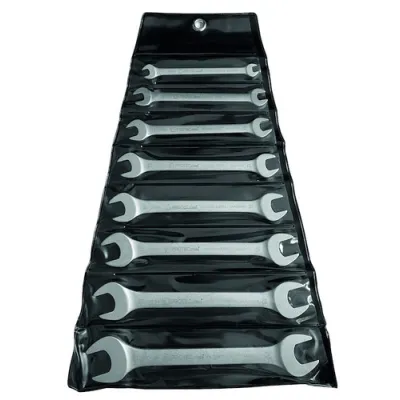 PROTEC.CLASS Doppelmaulschlüsselsatz PDSS6-22 | 8-teilig | 6-22 mm | Chrom-Vanadium | lang | matt verchromt