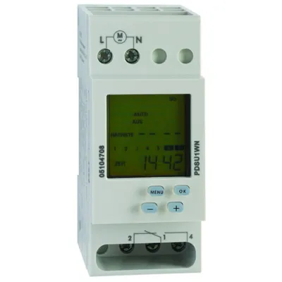 PROTEC.class Digitale Wochenschaltuhr PDSU1WN | Wochenprogramm | 1 Kanal | 230V | DIN-Schiene | 5 Jahre Gangreserve