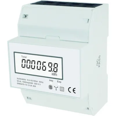 Protec.class Drehstromzähler PDSZDMID 100 | 3-phasig | MID geeicht | 0,5-100A | 4TE | LCD | Hutschienenzähler | Weiß