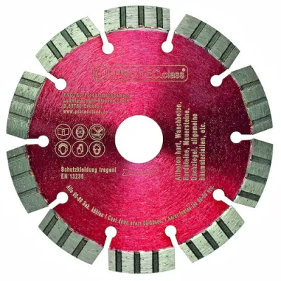 PROTEC.CLASS Diamanttrennscheibe PDT230 Turbo | 230 mm | Trocken- & Nassschnitt | Riemchen, Klinker, Naturstein