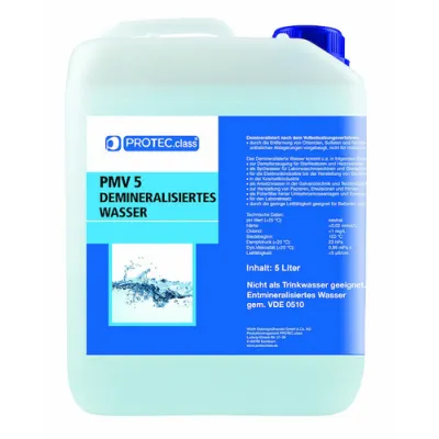 PROTEC.CLASS Demineralisiertes Wasser PDW5 | 5 Liter | entmineralisiertes Nachfüllwasser | Laborqualität | vielseitig