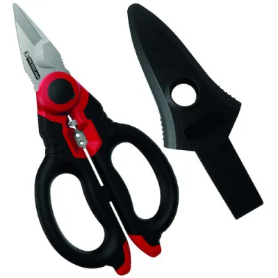 PROTEC.CLASS Elektrikerschere PESPR Pro | Profi Schere Elektroinstallation | 160 mm | Edelstahl | gezahnt | Abisolierer