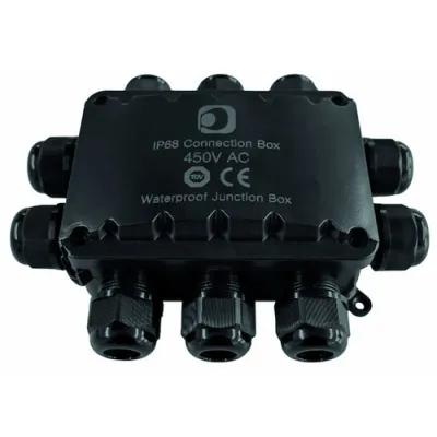 PROTEC.CLASS Abzweigdose PFRAB 10 AP-FR | Aufputz Feuchtraum | IP68 | 10x M20 | IK08 | 450V 24A | PC-ABS | schwarz