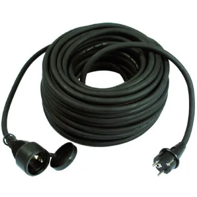 PROTEC | Gummi-Verlängerung 10 m | H05RR-F3G1,5 | spritzwassergeschützt | Außenbereich | schwarz