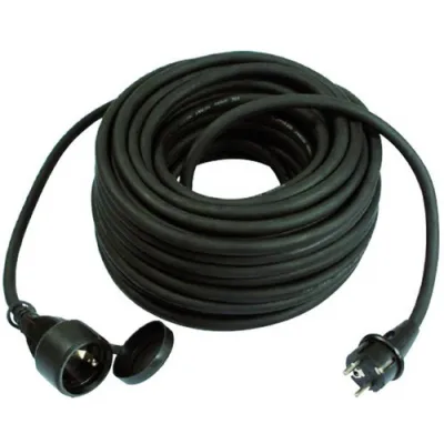 Protec.class Gummi-Verlängerung PGVL 315-25S | 25 m Kabel | H05RR-F3G1,5 | 230V 16A | für Innen & Außen | schwarz
